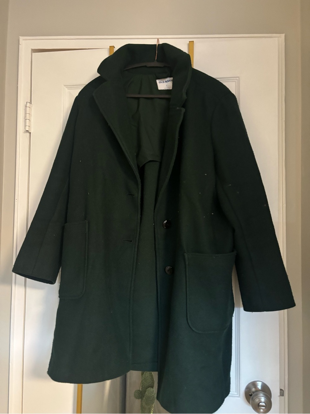 Old Navy Women's Dark Green Wool-Blend Coat